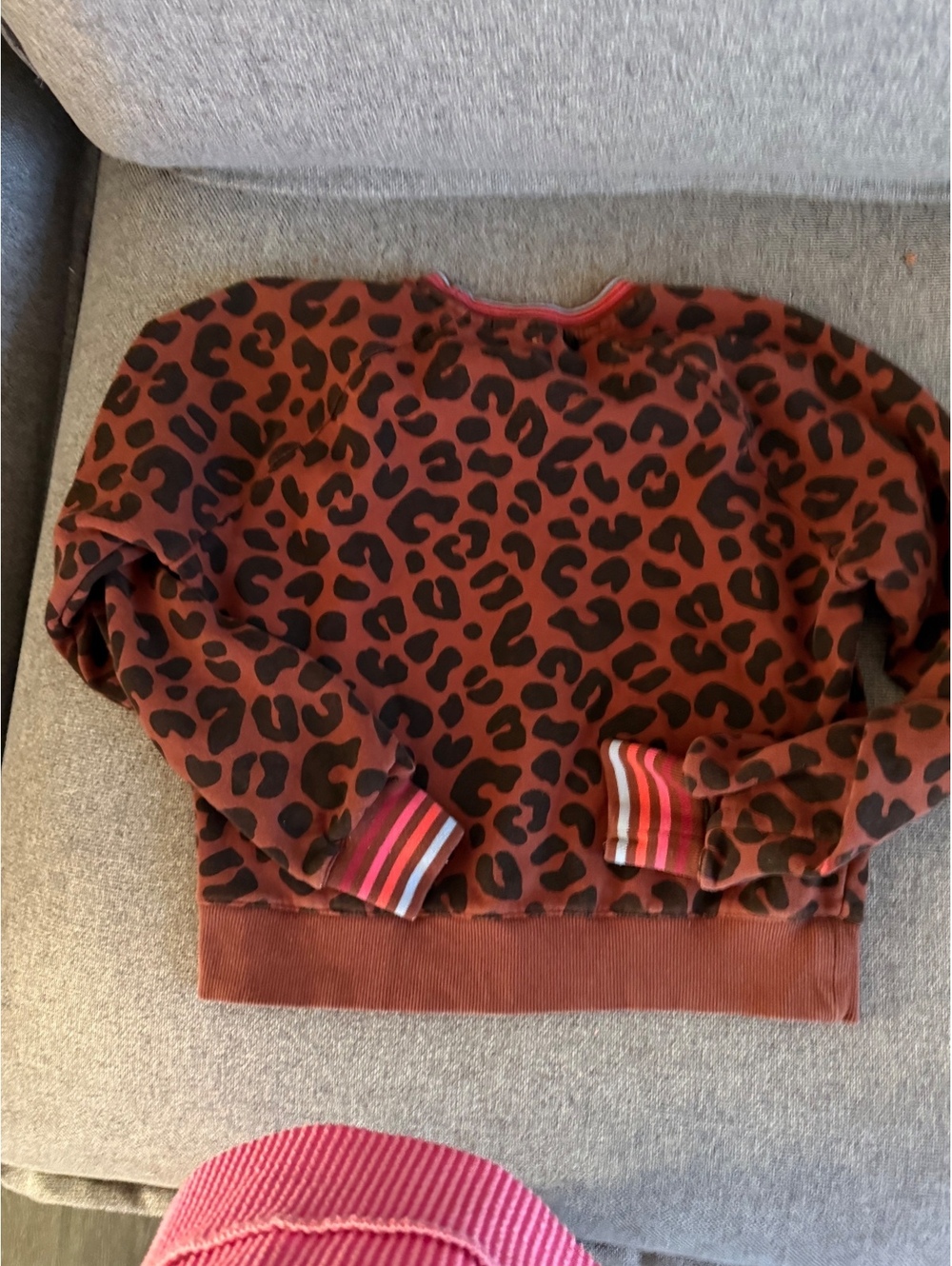 Marine Layer Women’s XS Leopard Print Sweatshirt Animal Print Striped Trim